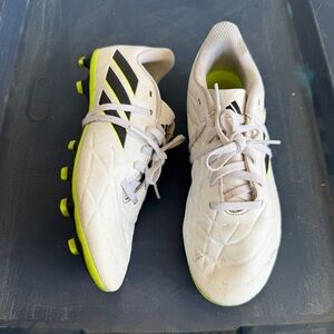 Adidas White and Lime Green Soccer Cleats size 4Y